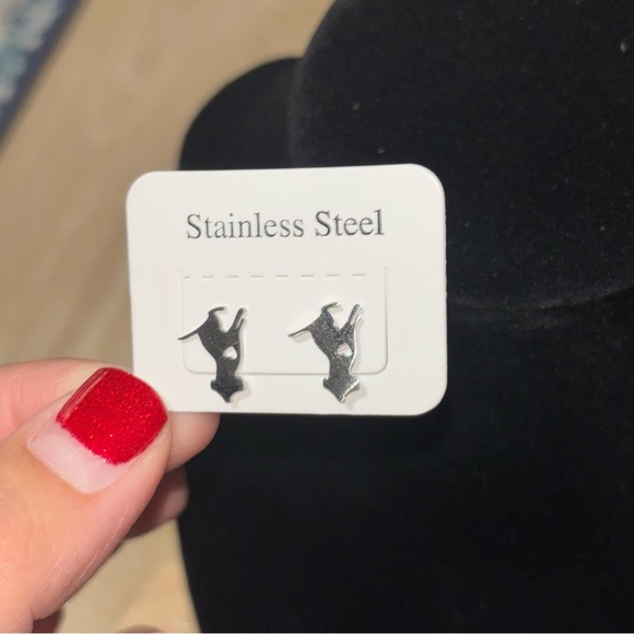 Stainless Steel Puppy Dog and Heart Stud Earrings, NIB - Perfect for Dog Lovers - Picture 9 of 9